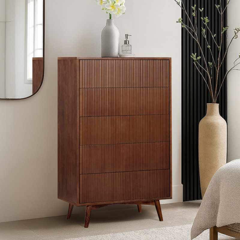 Commode 5 tiroirs Tremolo, Walnut