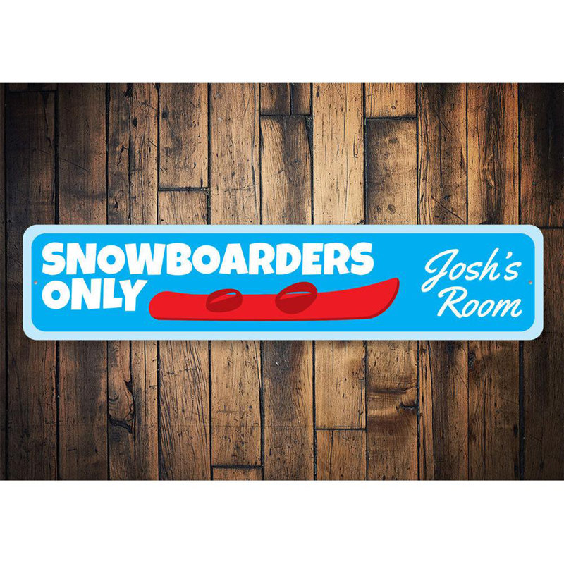 Panneau en aluminium personnalisé «Snowboarders Only», H 4 po x l 18 po x P 0,04 po