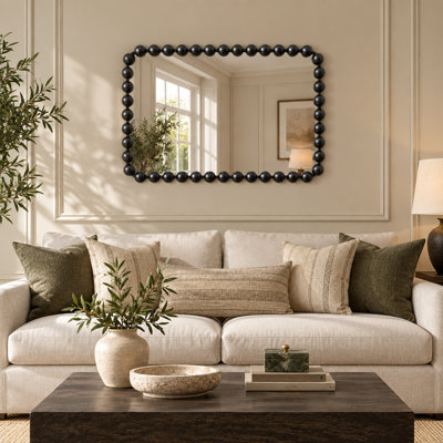 Miroir mural rectangulaire arrondi Marlowe 24 x 36 à perles