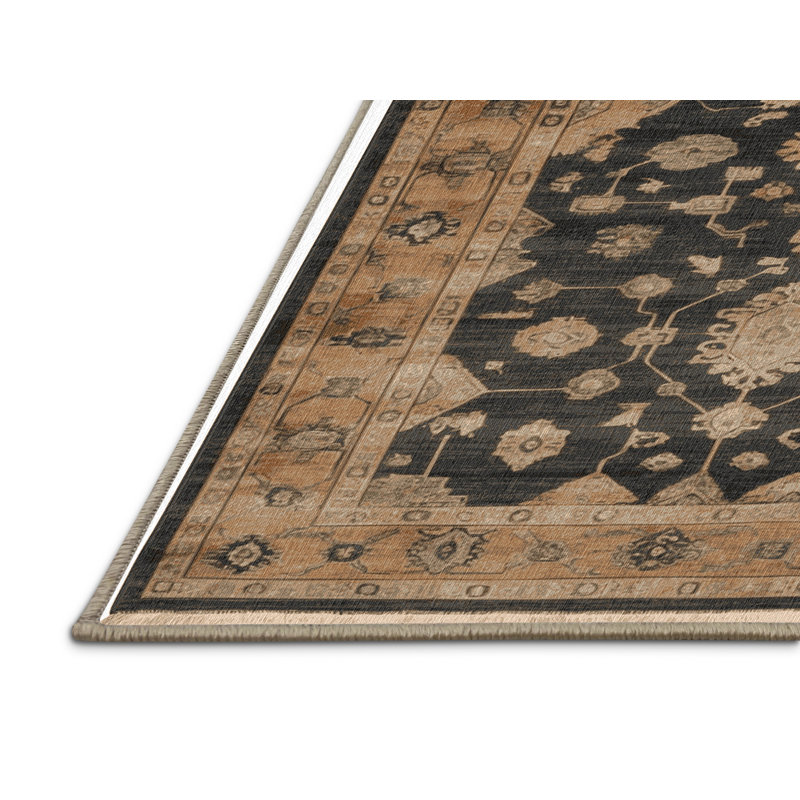 Tapis brun lavable à la machine, Rond 5 pi