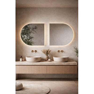Backlit Led Wall Mirror With Copper Frame