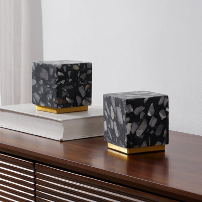 Clingmans 4.63" Modern Glam Terrazzo Rechargeable/Cordless Dimmable LED Mini Table Lamp with Touch Sensor