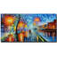 Peintures sur toile, art contemporain 100% peint à la main, art abstrait nuit pluvieuse, art mural