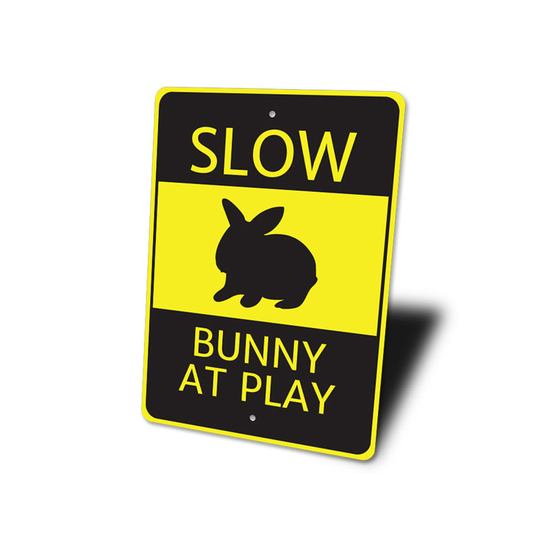 Panneau en aluminium Bunny At Play, H 14 po x l 10 po x P 0,04 po