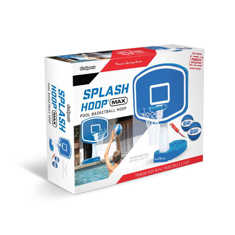 GoSports Splash Hoop Max - Ensemble de jeu de basketball de piscine - Comprend 2 ballons de basketball de piscine, pompe à ballon