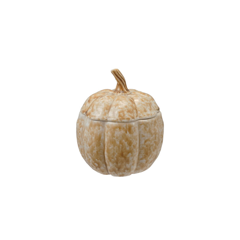 Stoneware Pumpkin Shaped Jar Reactive Glaze