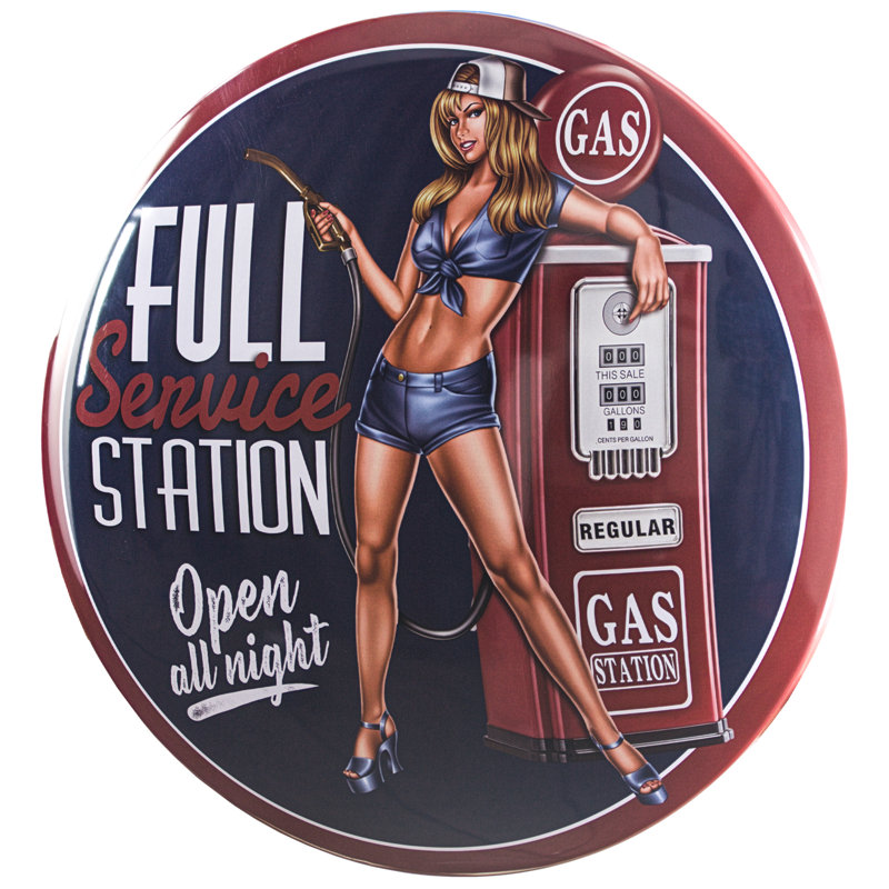 Enseigne ronde en métal pour pin-up Mancave