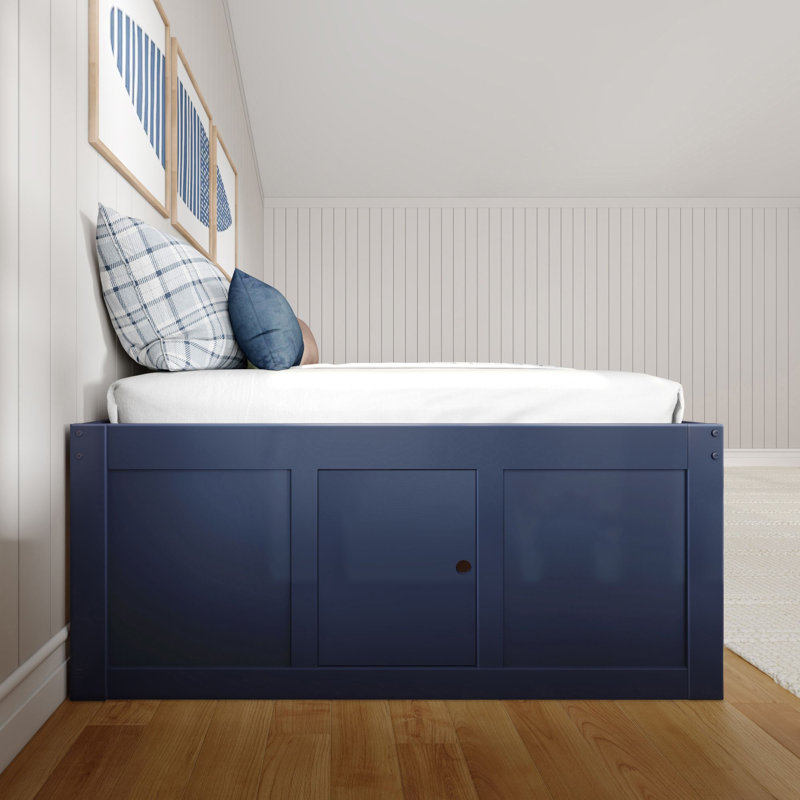 Jack Captain Bed with Storage Drawers, Blue, Full