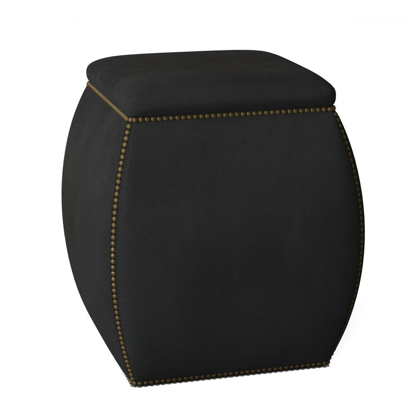 Delta 19" Square Pouf Ottoman, Nickel, Cream Chenille 1548-002