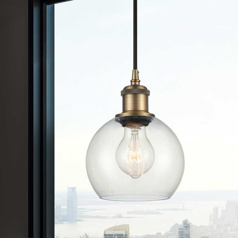 Luminaire suspendu sphérique 1 lumière Roxane, Ampoule non incluse, Laiton brossé