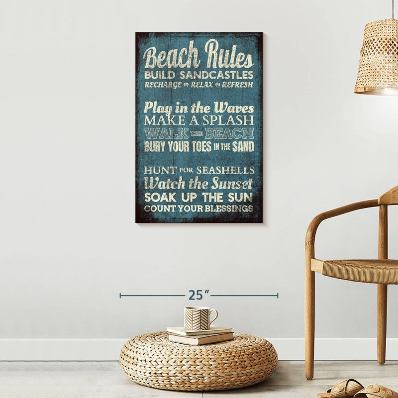 " Beach Rules " by Charles B, 30" H x 20" W x 1.25" D
