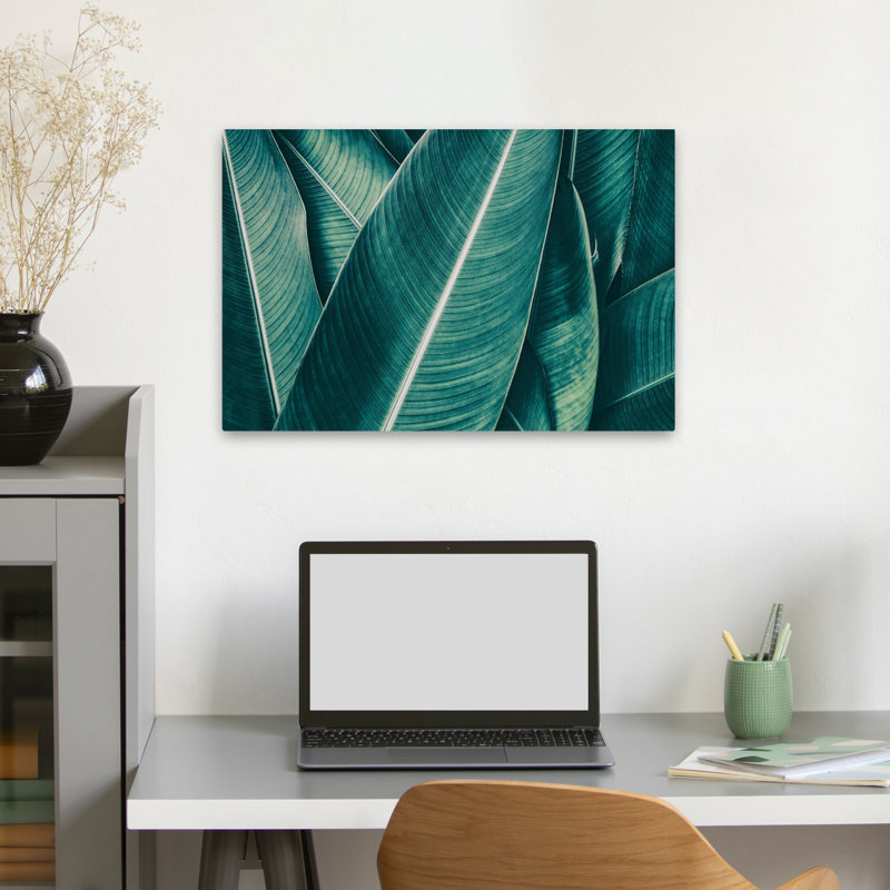 Banane - art floral et nature morte avec feuilles botaniques, H 16 po x l 24 po