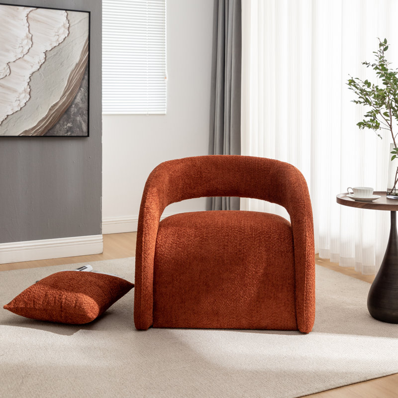 Hijinio Upholstered Armchair, Orange Polyester Blend