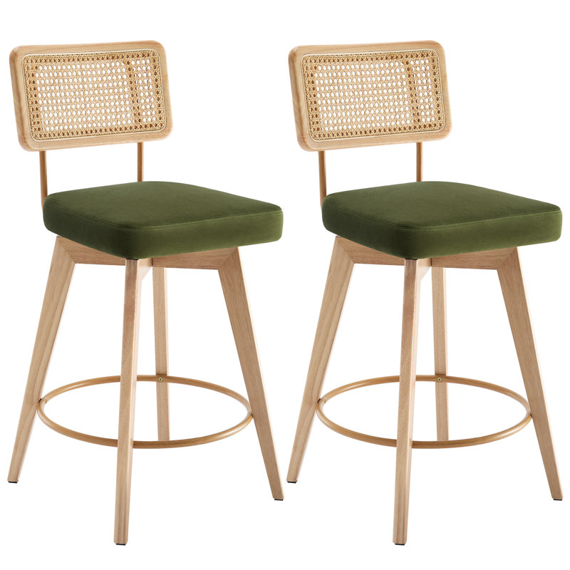 Uniondale 66.5cm Swivel Bar Stool, Green/ Natural