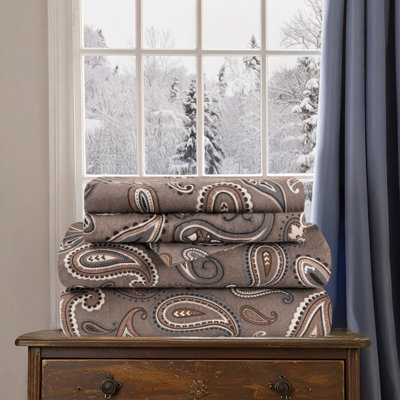Nile Mills Paisley 100% Cotton Flannel Deep Pocket Sheet Set