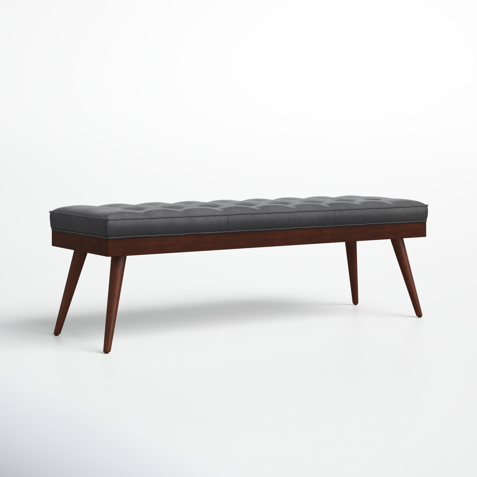 Luca 55" Genuine Leather Entryway Bench, Slate Gray