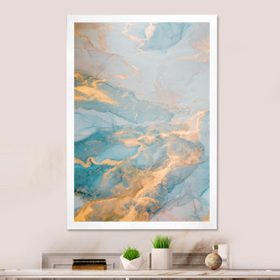 Turquoise luxueux et marbre doré II - peinture