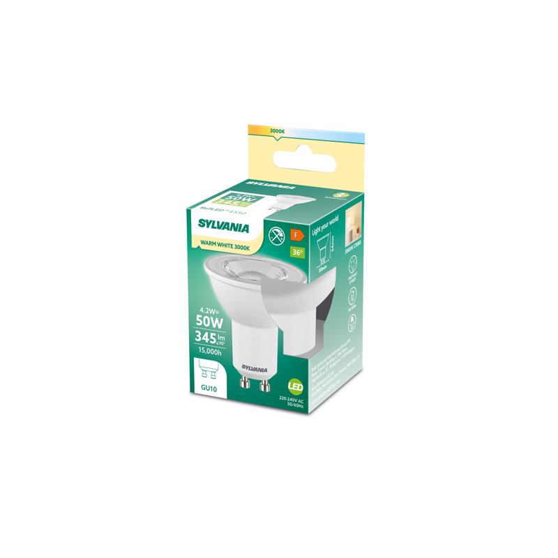Sylvania RefLED ES50 LED GU10 Spotlight Bulb 4.2W (50W Equivalent) 345 Lumens Warm White 3000K [0029160]
