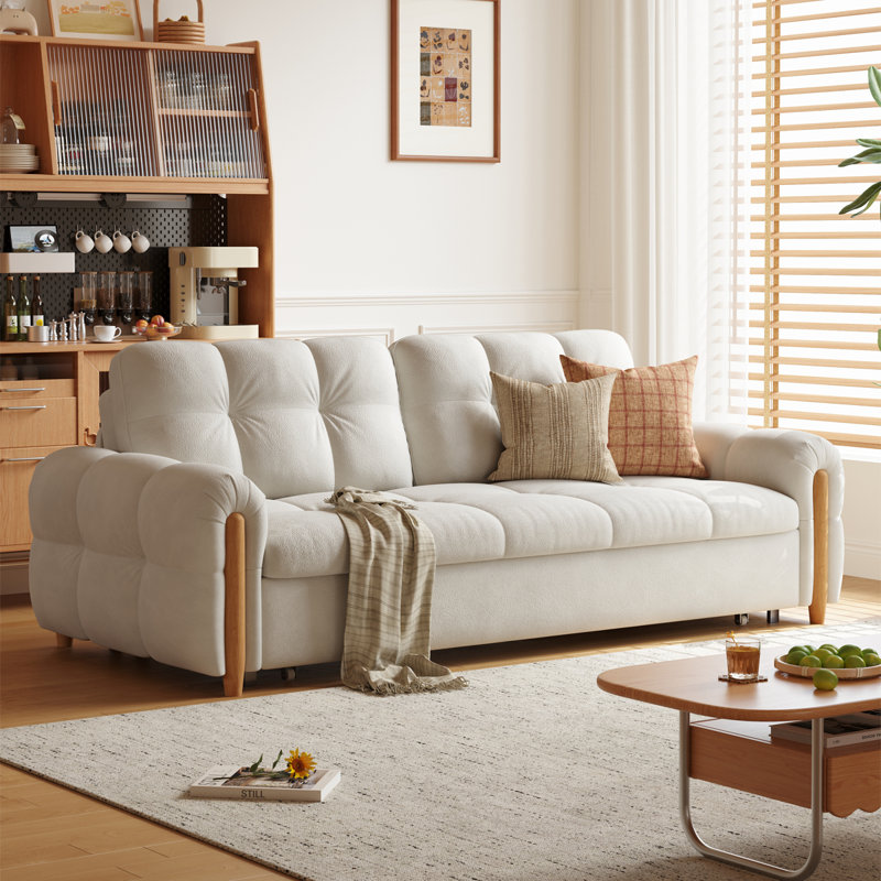 3-in-1 Convertible Sofa Bed With Double Cushions, 800lbs Support, Smooth Casters & Easy 10-Min Assembly