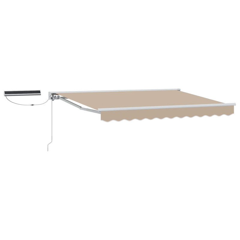 VidaXL Polyester Cover Retractable Patio Awning, Beige/White, 165cm H x 350cm W x 250cm D
