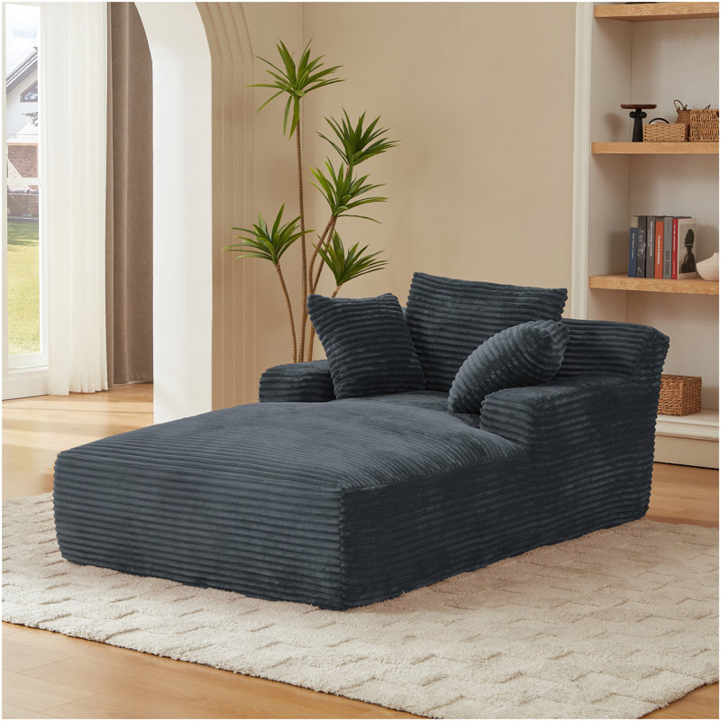 Très grande chaise longue d'intérieur, canapé rembourré en velours côtelé moderne, aucun assemblage requis, canapé-lit confortable pour le salon, le bureau