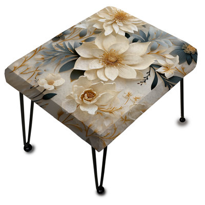 Repose-pieds rectangulaire floral éthéré