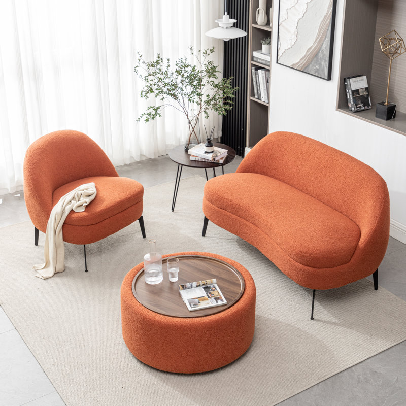 Ensemble de salon 3 pièces Bula, Polyester orange