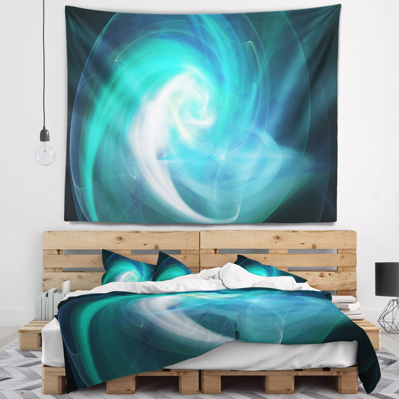 Tapisserie bleue fractale, H 32 po x l 39 po