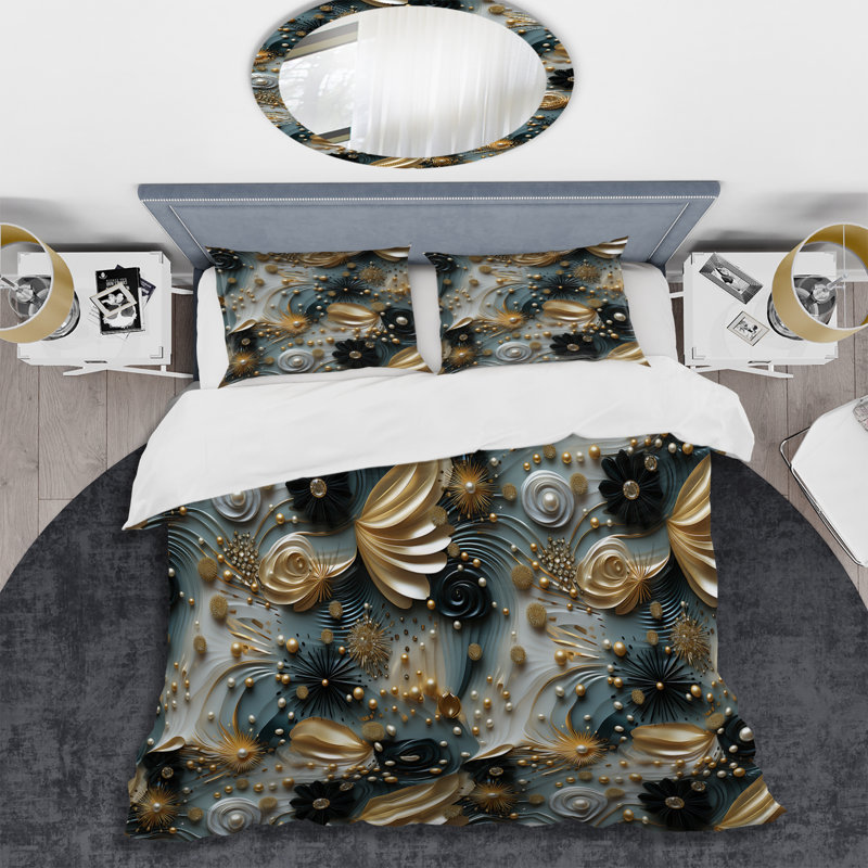 Literie Golden Sparkling Dazzle Glam, Housse de couette simple + 1 taie décorative stan