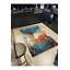 Tapis décoratif moderne abstrait bleu lavable à la machine-119142732