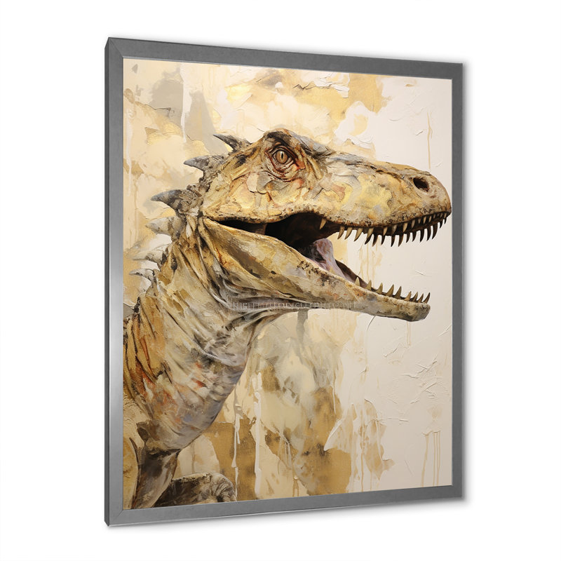 Dinosaure T Rex Supreme II, Cadre simple argenté, H 20 po x l 12 po x P 1 po