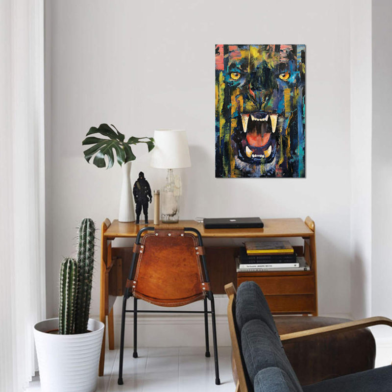 «Black Panther», reproduction sur toile, H 18 po x l 12 po x P 1,5 po, Toile tendue, Pas de tapis