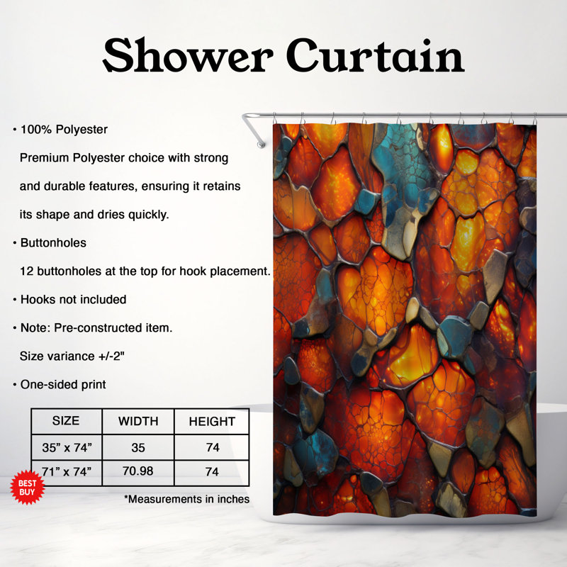 Rideau de douche standard 1 pièce Blazing Brilliance, H 74 po x l 71 po
