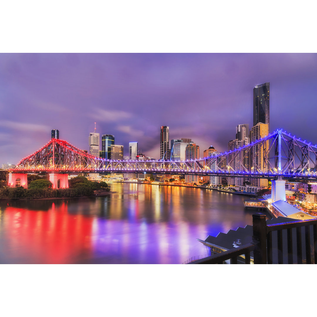 Qld Brisbane Story Bridge Dark - Kunstdrucke auf Leinwand