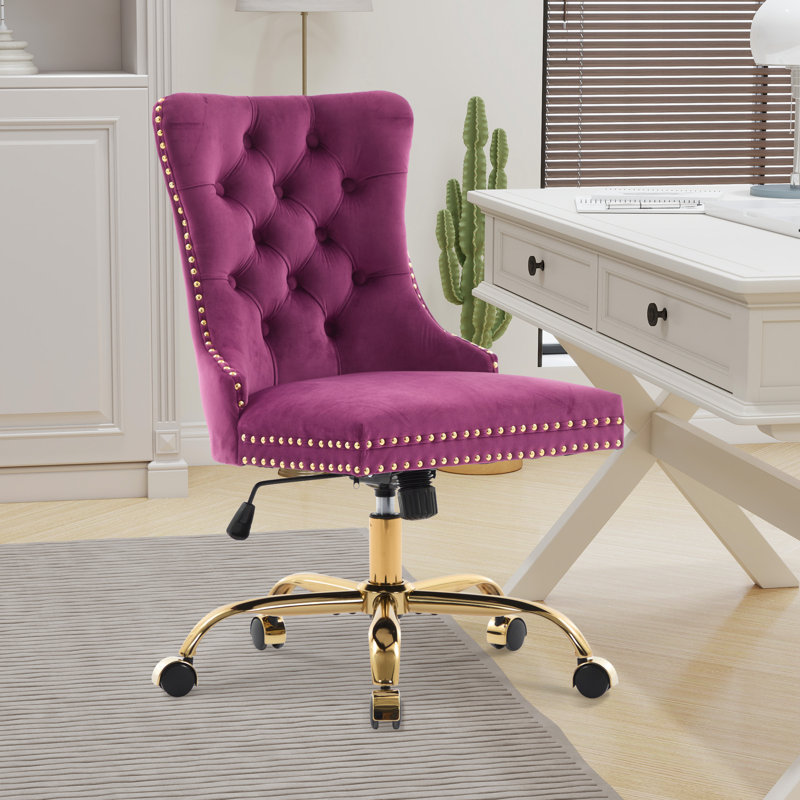 Chaise de bureau en velours, Mauve