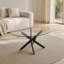 Table basse ovale avec plateau en verre trempé Table à thé moderne avec pieds en métal robuste Meuble de salon polyvalent et peu encombrant Support plat stable et facile à nettoyer