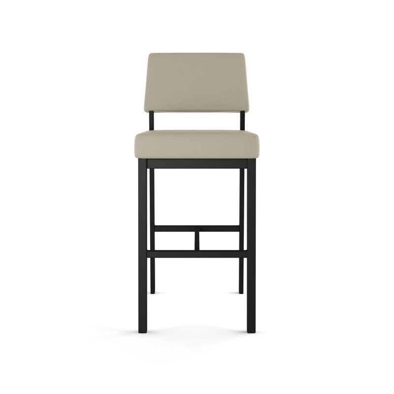 Amisco Avery Counter & Bar Stool, Counter Stool (26.25" Seat Height), Greige Faux Leather, Black