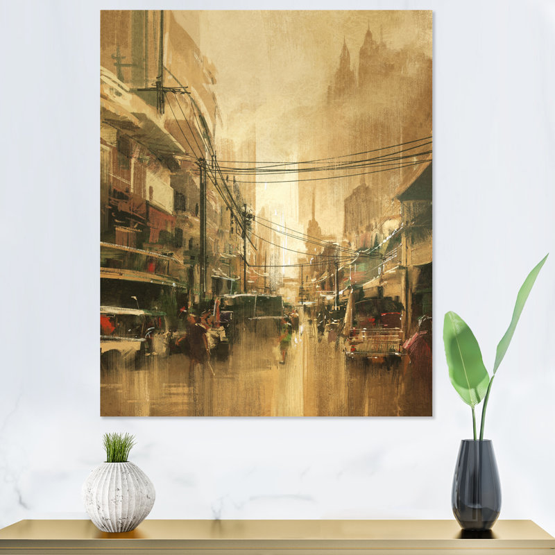 «Video Game Mystic Street Of Tom Demain», art mural moderne sur toile, H 32 po x l 16 po x P 1 po, Toile tendue