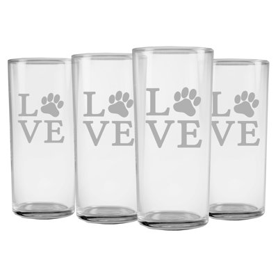 Love Paw 15.5oz. Highball Glass Set
