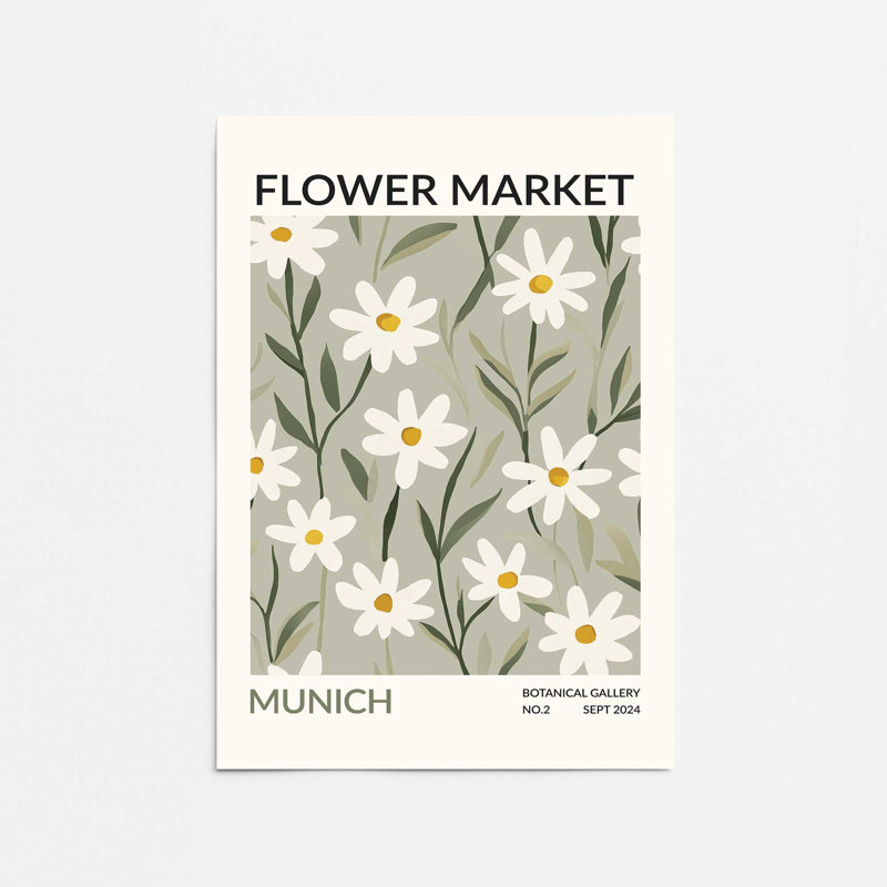 Imprimé du marché aux fleurs de Munich , Ne s’applique pas, H 36 po x l 24 po x P 0,1 po, Impression sans cadre