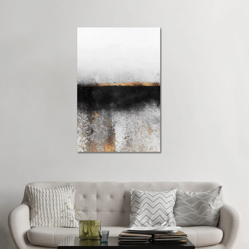 Suie et or par Elisabeth Fredriksson - reproduction d'art, Pas de tapis, H 48 po x l 32 po x P 1,5 po, Toile tendue