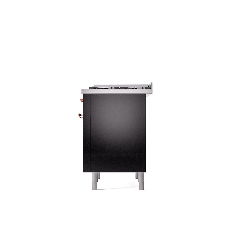 ILVE Nostalgie II 36 in Dual Fuel Range, Natural Gas, Glossy Black/Copper