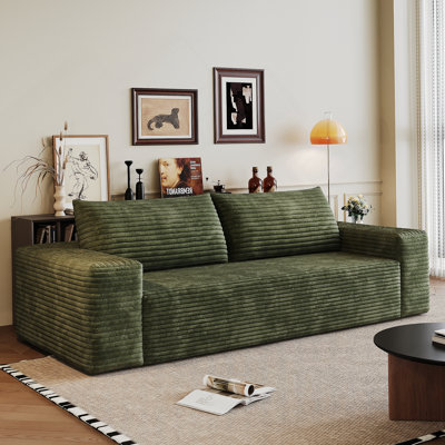 Comfortable Corduroy Fabric Sofa With Deep Seats, No Assembly Required, Ideal For Multiple Spaces Like Living Room, Bedroom And Conference Room