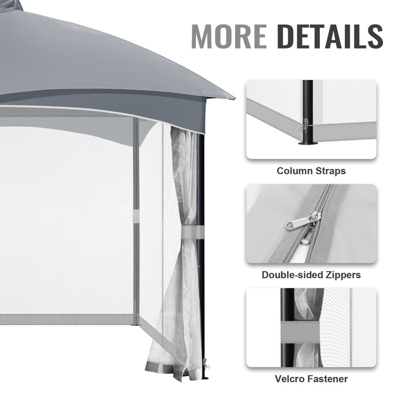 Universal Gazebo Mosquito Netting, 210cm H x 487cm W x 365cm D, Grey