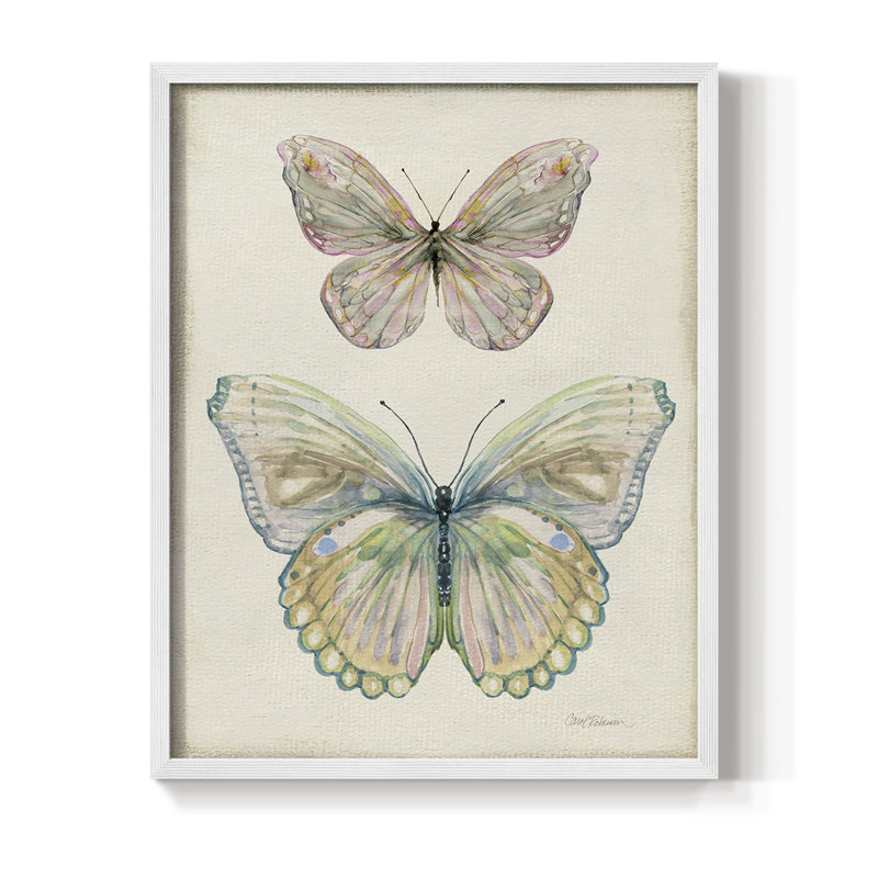 «Botanical Butterfly I», reproduction encadrée - bois massif, H 30 po x l 24 po, Blanc