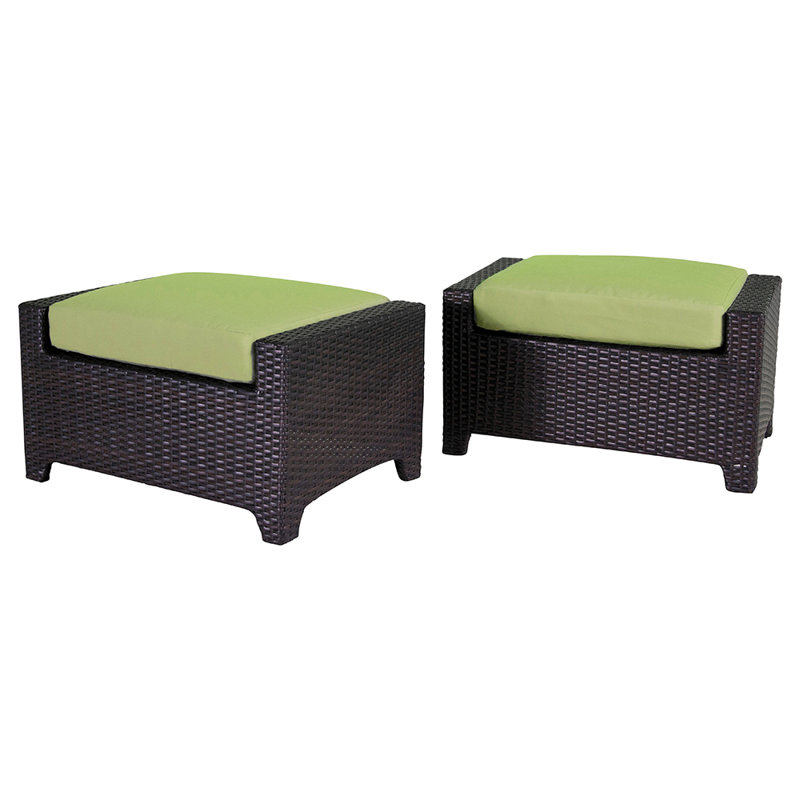 Repose-pieds d'extérieur avec coussin Sunbrella Fionnula, Toile Sunbrella® ginkgo