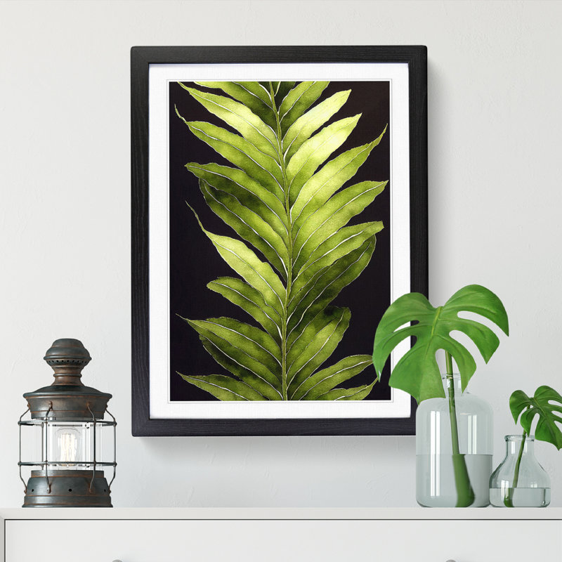 Watercolour Fern Leaf Vol.2 1 Piece Single Picture Frame Wall Art, 64cm H x 46cm W x 2cm D, Walnut