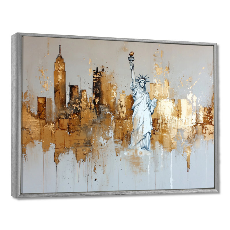 Liberté de la Statue de la Liberté à New York, art mural de New York, H 12 po x l 20 po, Argent argent