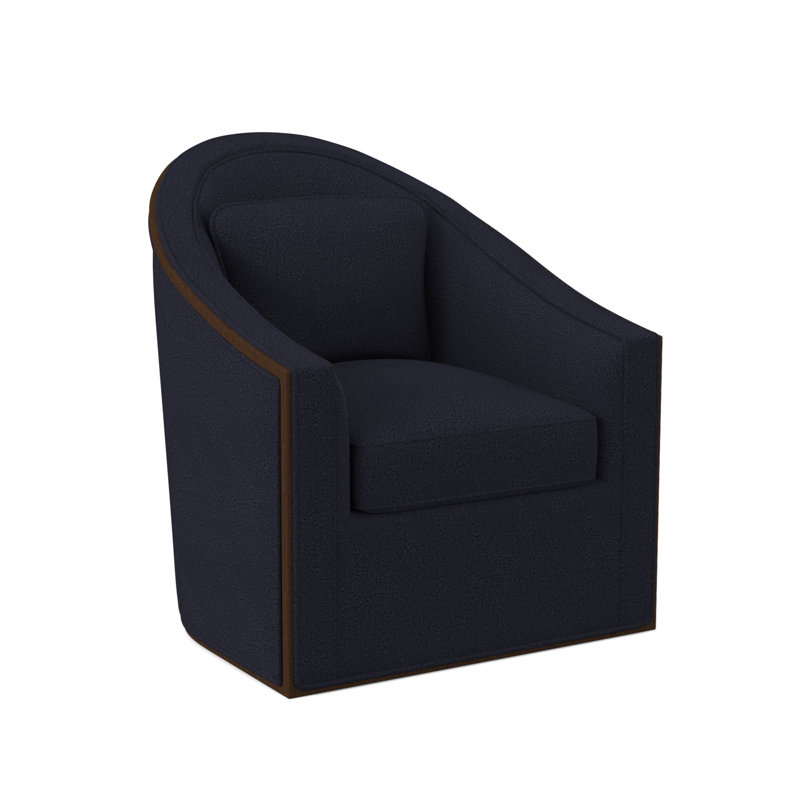Fauteuil pivotant Academy, Noyer américain, 100% polyester bleu marine de Venise
