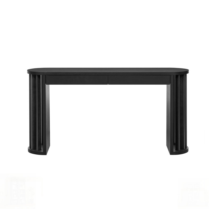 Console ovale avec pieds et tiroirs courbés, Noir